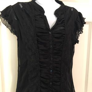 Black lace ladies blouse